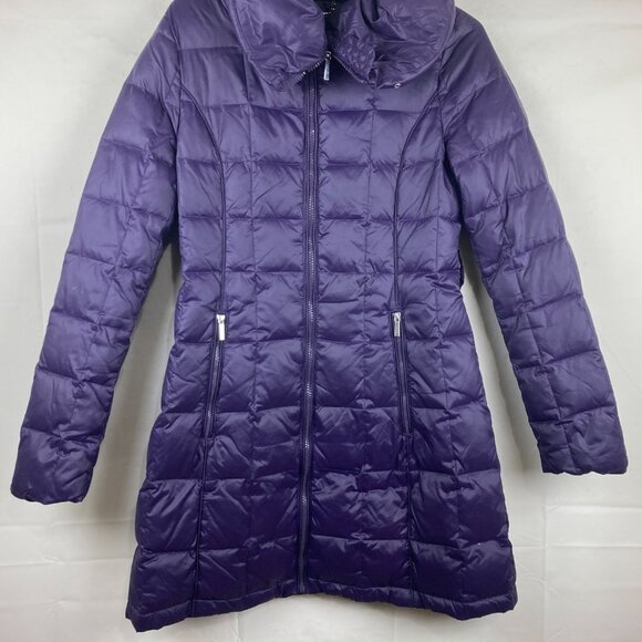 Laundry by Shelli Segal Womens XS Down Quilted Puffer Winter Jacket Purple - Picture 3 of 9